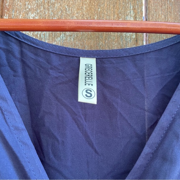 Women’s Navy Blue Light Flowy Dress with Ruffle Edging Size Small - Picture 3 of 11